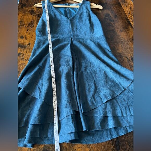 She & Sky Blue Faux Suede Midi Dress - Size M - Picture 1 of 12